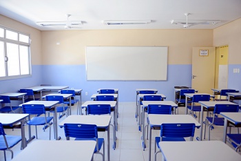 Sala de aula na EMEF Irmã Jacinta Soares de Souza Lima