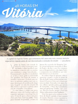Página de revista Viajar pelo Mundo mencionando a cidade de Vitória em reportagem