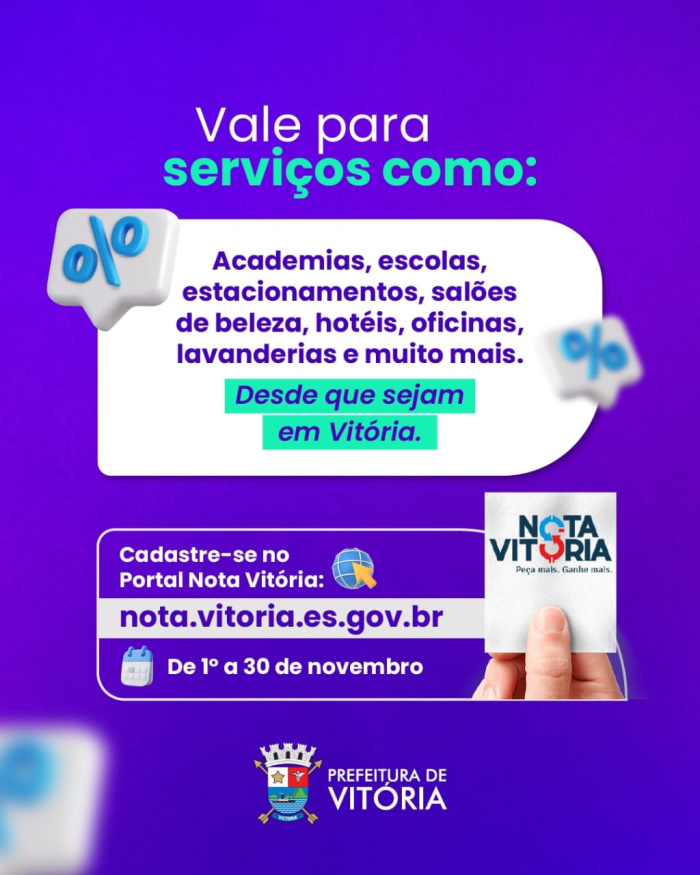 Inscritos no Nota Vitória podem garantir desconto no IPTU