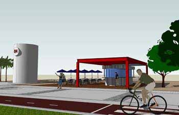 Perspectiva dos quiosques da Orla de Camburi