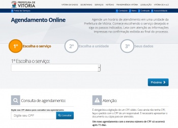 Tela do Agendamento Online
