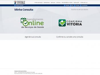 Tela do Sistema de Agendamento Online e do Confirma Vitória