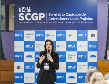 Joseane Zoghbi (Subsecretária de Planejamento, Gestão, Projetos e Captação de Recursos) no 14º Seminário Capixaba de Gerenciamento de Projetos
