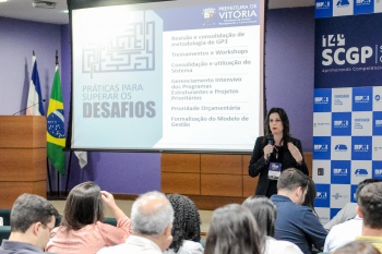 Joseane Zoghbi (Subsecretária de Planejamento, Gestão, Projetos e Captação de Recursos) no 14º Seminário Capixaba de Gerenciamento de Projetos