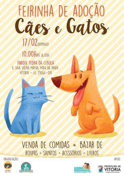 cartaz sobre feira de adoção de cães e gatos