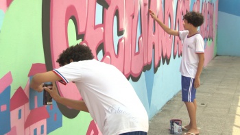 Arte no muro da Emef Ceciliano Abel de Almeida