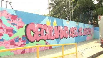 Arte no muro da Emef Ceciliano Abel de Almeida