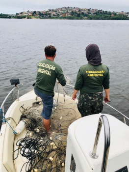 Fiscalização ambiental aprende 1.500 metros de rede de pesca ilegal