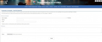 Canal de denúncia do Portal da Transparência