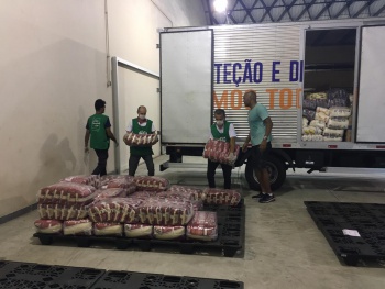 Doação de alimentos da campanha Vitória Solidária