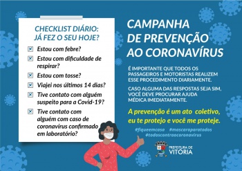 Panfletos nos táxis e veículos de aplicativo em Vitória sobre coronavírus