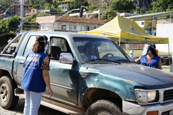 Barreira sanitária na rodovia Serafim Derenzi