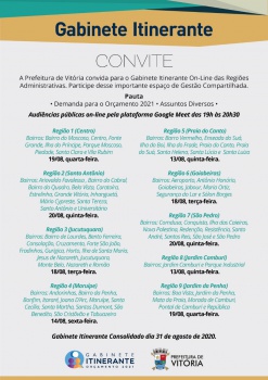 Calendário do Gabinete Itinerante