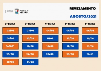 Revezamento dos estudantes