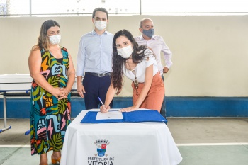 Assinatura da Ordem de Serviço da Reforma Elétrica da EMEF Elzira Vivacqua