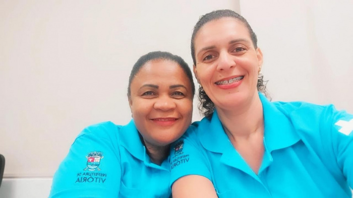 Zilma Vulpe Ribeiro e Aline Rosa Ribeiro servidoras da Saúde