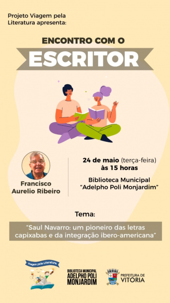 O encontro, que integra o projeto Viagem pela Literatura, é aberto ao público.