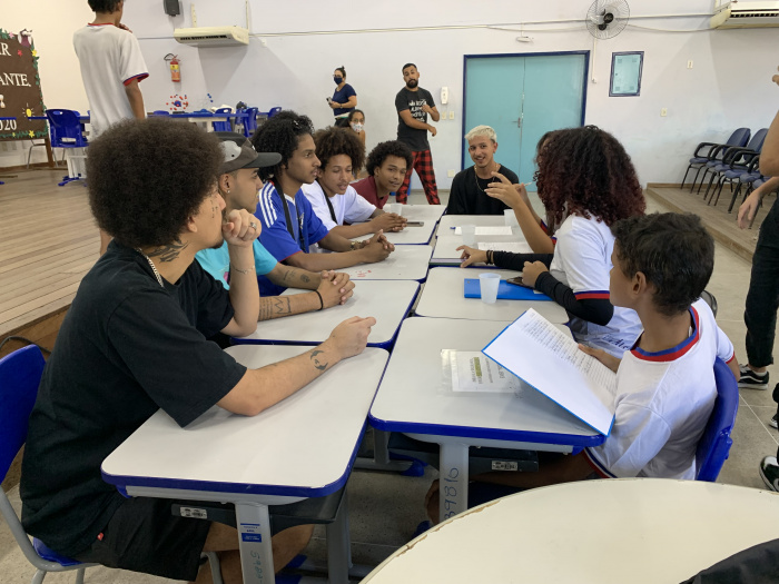 Artistas do rap capixaba na Emef Professora Maria Stella de Novaes