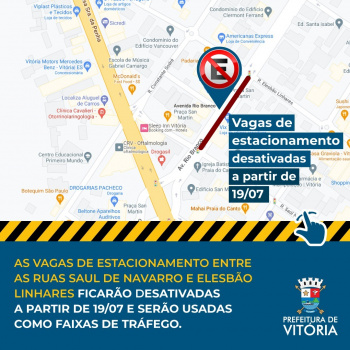 Desativação das vagas de estacionamento da Rio Branco para obras da ciclovia