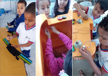 Crianças de Cmei constroem carrinhos de corrida reciclando material descartado