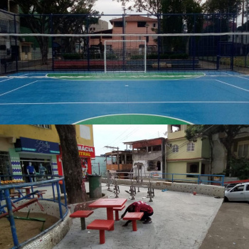 Melhorias em quadra de esportes de Maria Ortiz e Pracinha de Bairro da Penha