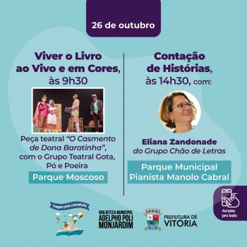 Na quarta-feira (26) as ações da Semana Literária de Vitória acontecem no Parque Moscoso.