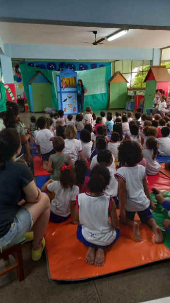 Combate ao Aedes Aegypti com apresentação de Teatro de Fantoches no Cmei Lidia Rocha Feitosa em Jes