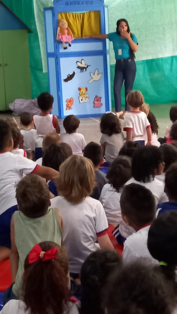 Combate ao Aedes Aegypti com apresentação de Teatro de Fantoches no Cmei Lidia Rocha Feitosa em Jes