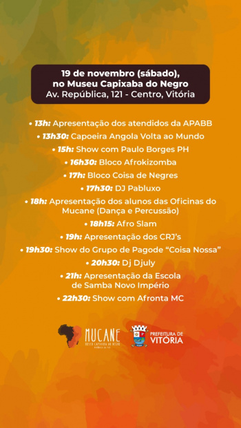 Festival de Cultura Negra acontece no próximo sábado (19).