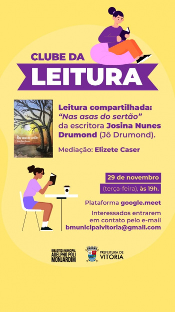 O "Clube da Leitura" se reúne virtualmente na próxima terça-feira (29).