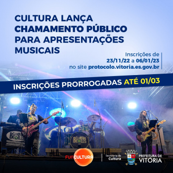 Novo prazo de inscrições vai até o dia 1º de março.