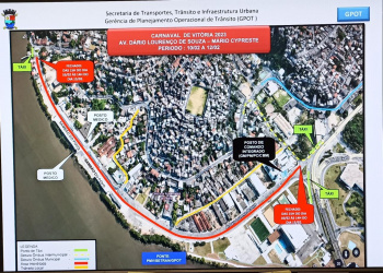 Mapa de interdições no Sambão