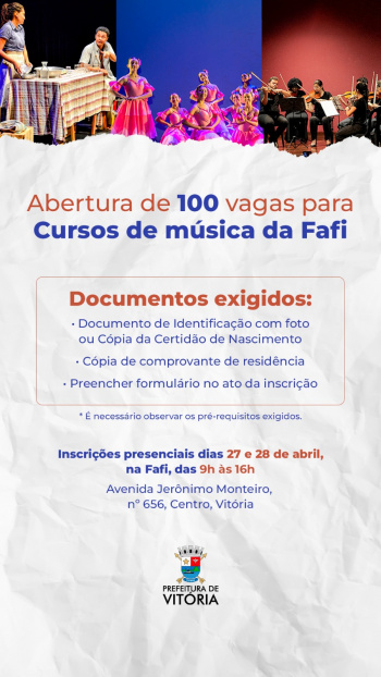 Vagas para curso de música na Fafi