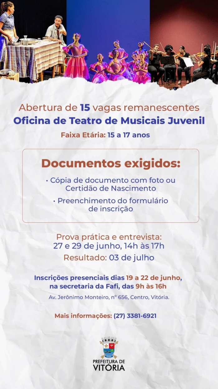 Inscrições abrem na próxima segunda (19).