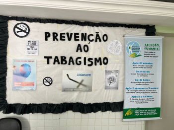 Cartaz da Unidade Forte São João sobre prevenção contra o tabagismo
