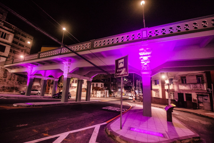 Viaduto Caramuru - Restaurado (Foto noturna com iluminação Outubro Rosa)