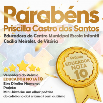 Professora de Vitória ganha prêmio
