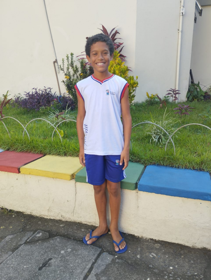 Guilherme, um dos ganhadores do concurso de redação da Marca Ambiental pela Emef Heloísa Abreu