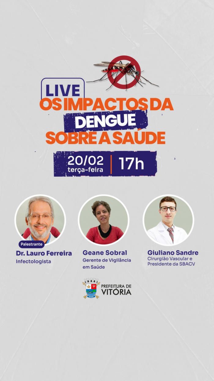 Prefeitura de Vitória realiza "live" sobre dengue nesta terça-feira (20)
