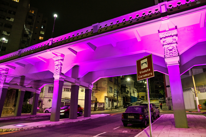 Iluminação Outubro Rosa Viaduto Caramuru
