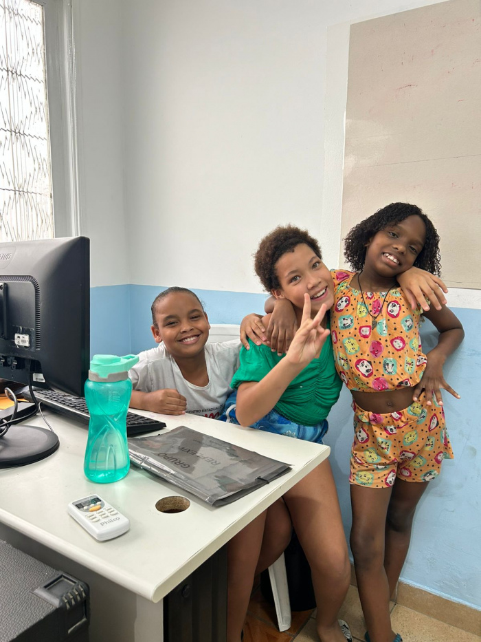 Oficina sobre trabalho infantil com crianças no Romão