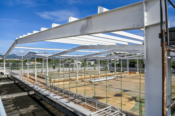 Visita técnica às obras de construção das coberturas das quadras do Tancredão.