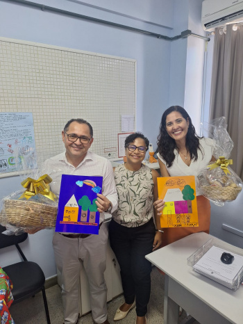 Conselheiro Célio Lima é recebido pela secretária Juliana Rohsner e equipe da Seme