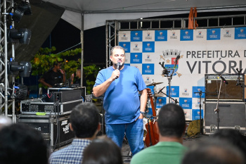 Secretário Leo Formigão na entrega da reforma do campo do Atlântica Parque