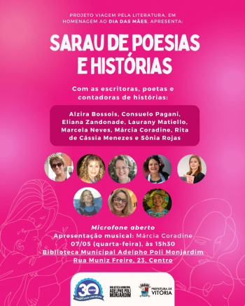O evento reúne poetas, escritoras e contadoras de histórias.