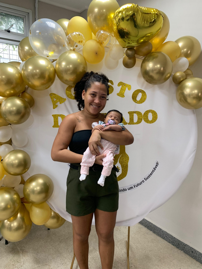 Verônica Salvina participou da conversa sobre aleitamento materno na UBS Ilha das Caieiras
