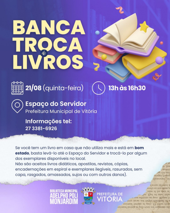 Ao todo 87 títulos estarão à disposição dos servidores na Banca.