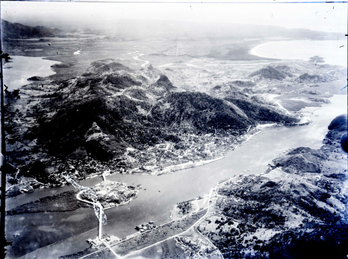 Foto aérea: destaque para a Ilha do Príncipe antes dos aterros