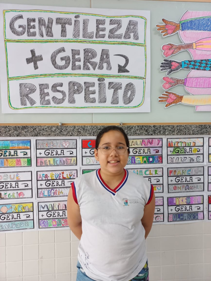 Ana Cecília, da Emef Alvimar Silva, participou de atividade sobre a cultura da gentileza