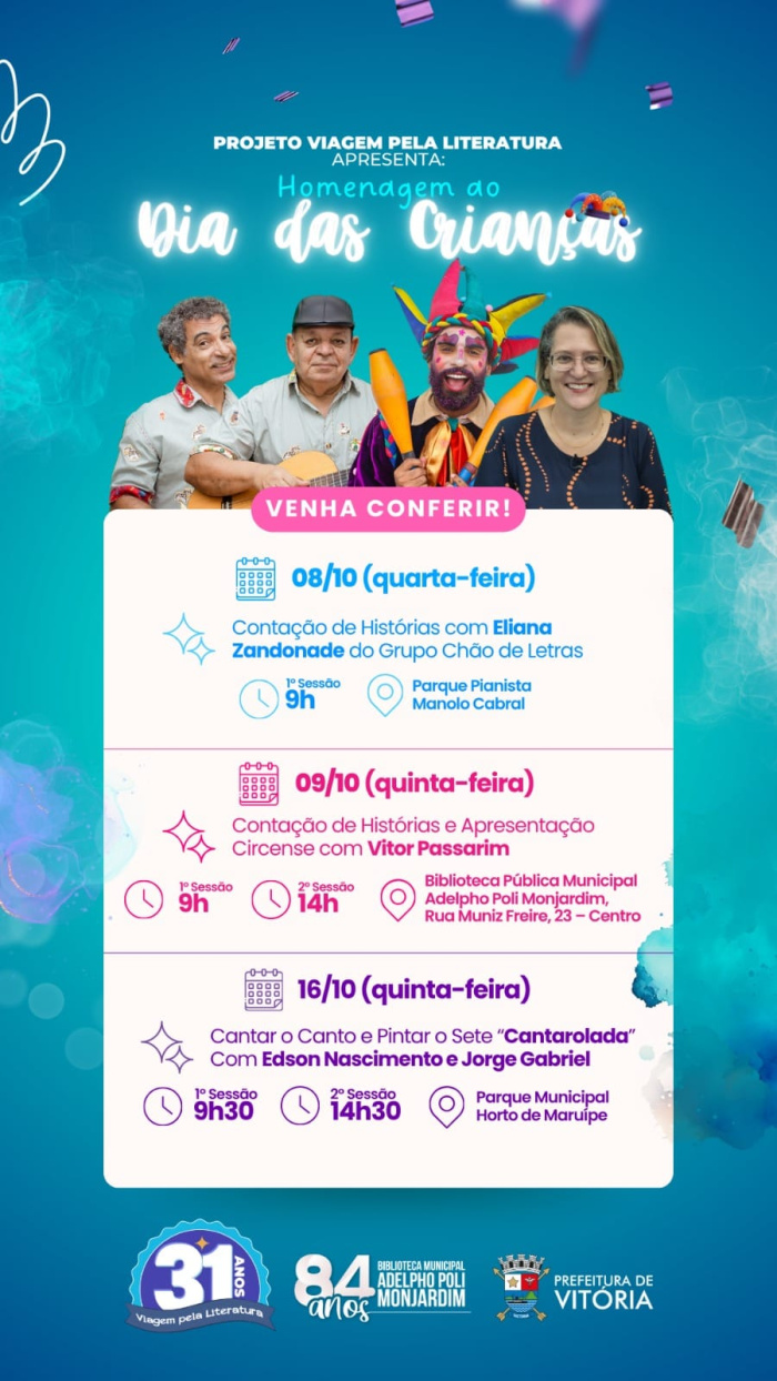 Atividades são gratuitas e não há necessidade de inscrição prévia.